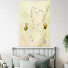 Buzzing Flies Heart Shape Tapestry