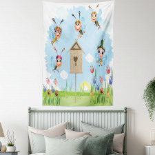 Cheerful Meadow Landscape Tapestry