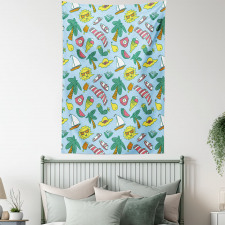 Cartoon Beach Time Design Tapestry