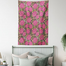 Detailed Flower Silhouettes Tapestry