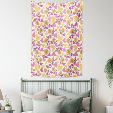 Hearts and Blooming Roses Tapestry