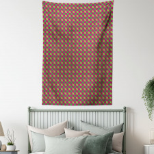 Retro Geometric Items Tapestry