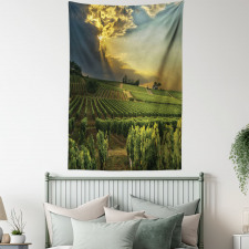 France Sunset Vineyard Tapestry