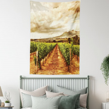 Cloudy Vineyard in Fall Tapestry