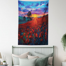 Poppy Flower Garden Tapestry