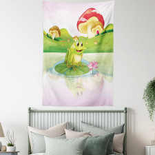 Frog on Water Lily Art Tapestry