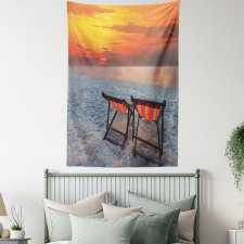 Beach with Colorful Sky Tapestry