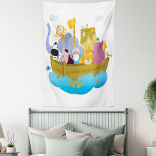 Boat Journey Cartoon Tapestry