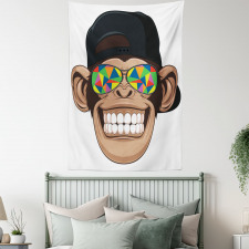Hipster Monkey Glasses Tapestry