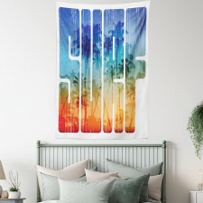 Surf Retro Letters Palms Tapestry