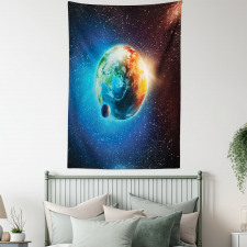 Planet Earth Sun Rays Tapestry