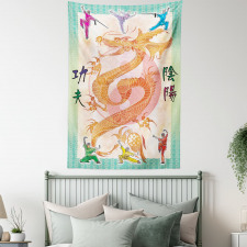 Colorful Dragon and Samurais Tapestry