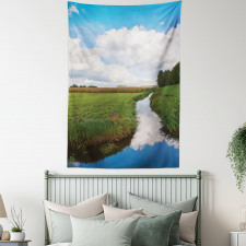 Calm River Meadow Trees Tapestry
