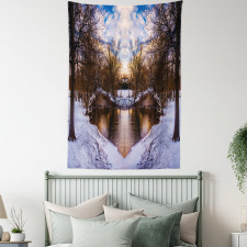 Snowy Winter Park Lake Tapestry