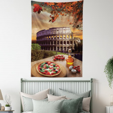 Colosseum Italy Pizza Autumn Tapestry