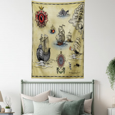 Antique Map Pirate Tapestry