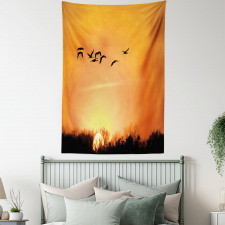 Migration Sunset Orange Tapestry