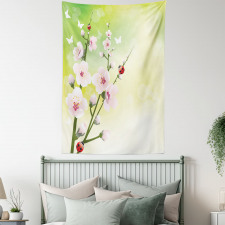 Blossoms Ladybugs Spring Tapestry