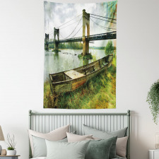 Bridge and Old Boat Tapestry