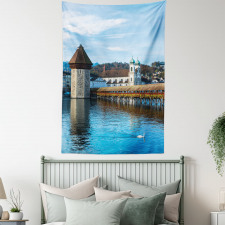 European Town Bridge Tapestry