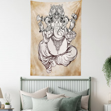 Vintage Grunge Elephant Motif Tapestry