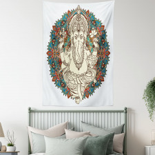 Asian Elephant Blossoms Tapestry