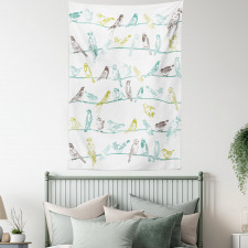 Birds Sitting on Wires Tapestry