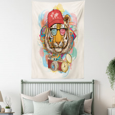 Hipster Tiger Sunglasses Tapestry