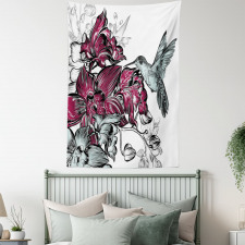 Orchids and Hummingbird Tapestry