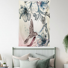 Vintage Birds Flowers Tapestry