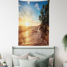 Palm Trees on Beach Tapestry