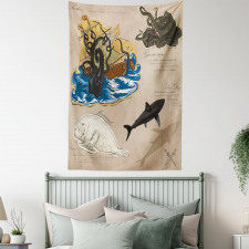 Sea Monsters Pirate Tapestry