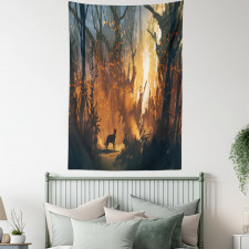 Lost Dog in Forest Art Tapestry