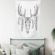 Skull with Antler Feather Tapestry