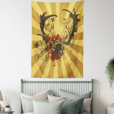 Grunge Style Antlers Art Tapestry