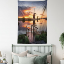 Dutch Windmill River Tapestry