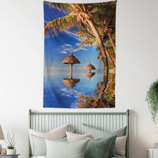 Palm Trees Calm Ocean Tapestry