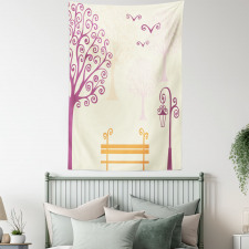Park Bench Pastel Color Tapestry