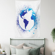 Globe Ink Effect Map Tapestry