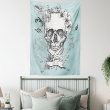 Skull and Flowers Tapestry
