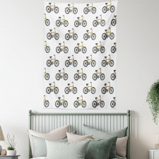 Yellow Bicycle Pattern Tapestry
