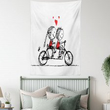 Couple Cycling Together Tapestry