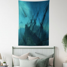 Dolphins Ship Sea Tapestry