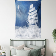 Clouds Ship in Sky Tapestry