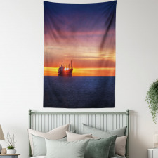 Sunrise over Sea Ship Tapestry