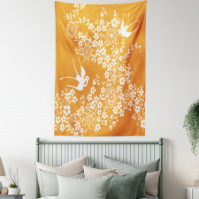 Japanese Tree Birds Art Tapestry