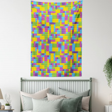 Colorful Blocks Game Cube Tapestry