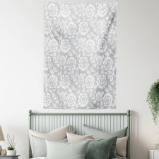 Vintage Style White Roses Tapestry