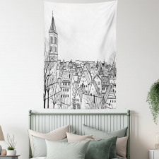 Sketch Style Cityscape Tapestry