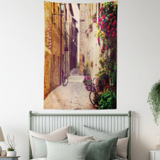 Street in Italy Flowers Tapestry